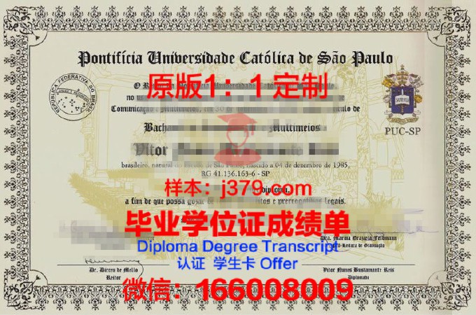 巴拉那天主教大学毕业证原件